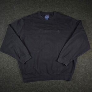 Vtg Faconnable Crewneck Sweatshirt Mens Black Cotton Embroidered Logo Men's L